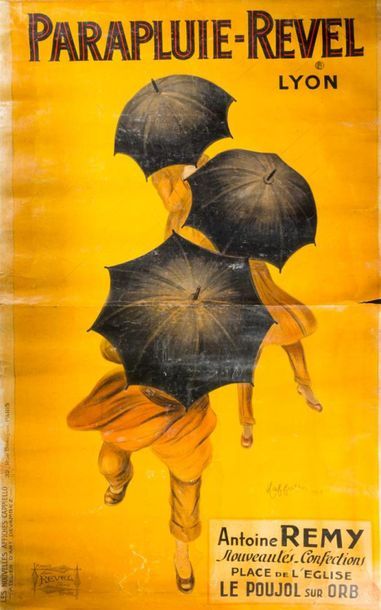 null Parapluie-Revel, 1922 Lyon - Rhône CAPPIELLO 
Affiche publicitaire marouflée...