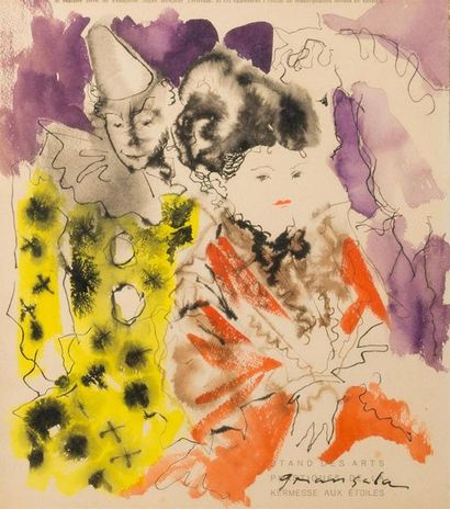 null Emilio GRAU-SALA (1911-1975)
Jeune femme et clown
Aquarelle et encre sur papier,...