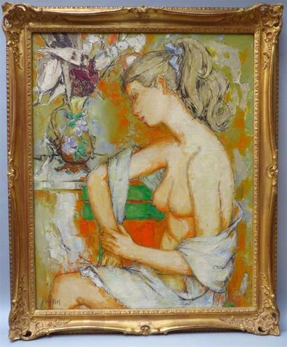 null Guly JOFFRIN (1909-2007)
Jeune fille à l'écharpe
Huile sur toile signée en bas...