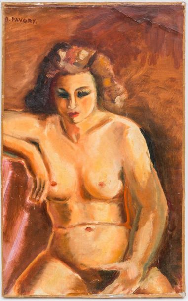 null André FAVORY (1888-1937)
Femme nue
Huile sur papier marouflé sur toile signé...