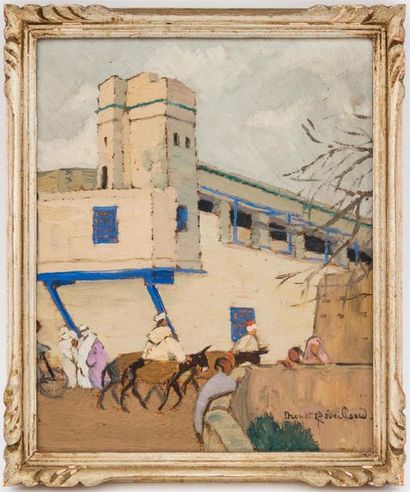 null Suzanne DROUET-REVEILLAUD (1885-1970)
Village marocain
Huile sur panneau, signé...