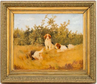 null Georges Henri FAUVEL (1890-?)
Chiens de chasse
Huile sur toile signée en bas...