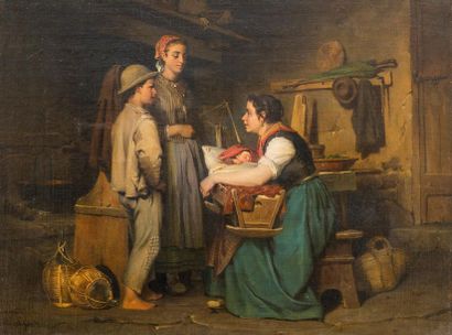 null Sébastien Charles GIRAUD (1819-1892)
Scène de ferme
Huile sur toile, signée...
