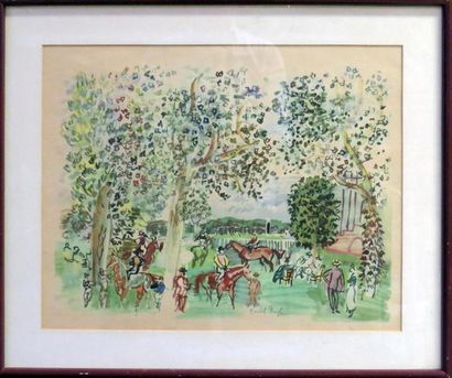 null Raoul DUFY (1877-1953)
Le Paddock
Lithographie 
Vue : 38 x 48 cm.
