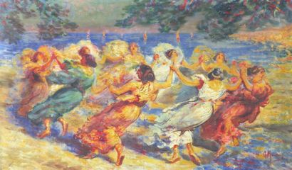 null Georges Sauveur MAURY (1872-?)
Femmes dansant, Corinthe
Huile sur toile signée...