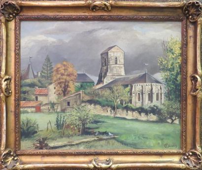 null Etienne CHEVALIER (1910-1982)
Eglise romane de Saint Léger dans le Poitou
Huile...