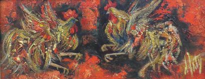 null Henry Maurice D'ANTY (1910-1998)
Combat de coqs
Huile sur toile signée en bas...