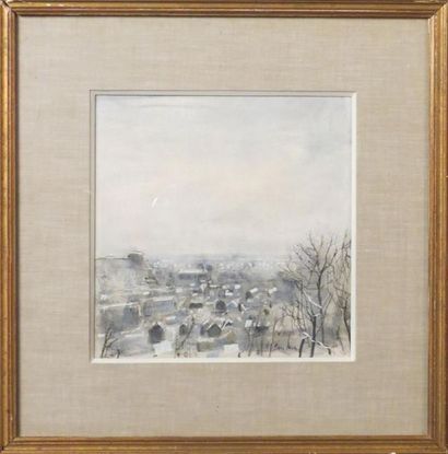 null Bernard GANTNER (1928-2018)
Les toits de Paris sous la neige
Crayon gras, pastel...