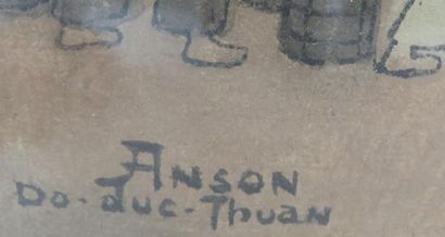 null DO DUC THUAN (1905-1972)
Sur les quais du Fleuve Rouge
Gravure
48 x 42 cm
