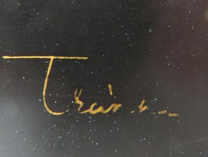 null Van Ha TRAN (1911-?)
Vol d'échassiers
Laque signée en bas à droite
60 x 122...