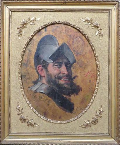 null Enrico BELLI (1875-1907)
Portrait de soldat
Huile sur toile ovale signée en...