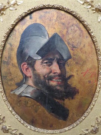 null Enrico BELLI (1875-1907)
Portrait de soldat
Huile sur toile ovale signée en...