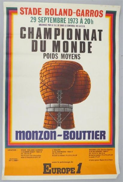 null Affiche de Boxe : Championnat du Monde "MONZON - BOUTTIER" du 29 septembre 1973.
Signé...