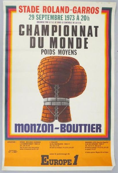 null Affiche de Boxe : Championnat du Monde "MONZON - BOUTTIER" du 29 septembre 1973.
Signé...