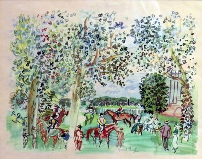 null Raoul DUFY (1877-1953)
Le Paddock
Lithographie 
Vue : 38 x 48 cm.