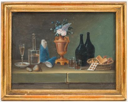 null Johann Rudolf FEYERABEND (LELONG) (1779-1814). 
Nature morte au vase fleuri...