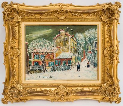null Élisée MACLET (1881-1962)
Le Lapin Agile sous la neige
Huile sur toile signée...