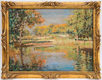 null Ferdinand Joseph GUELDRY (1858-1945)
Paysage lacustre
Pastel signé en bas à...