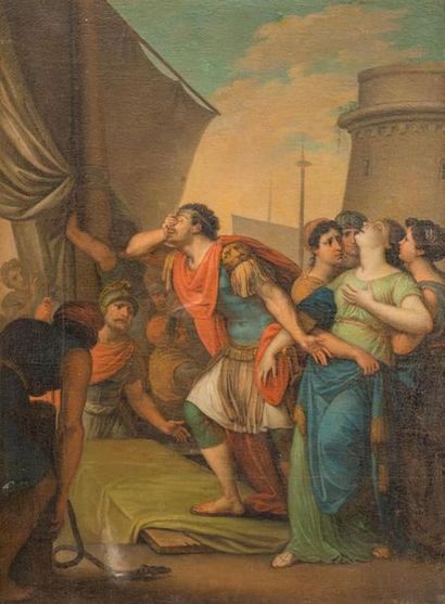 null ECOLE FRANCAISE XVIIIe
Le retour de Jephté
Huile sur toile
103 x 76 cm (craquelures...