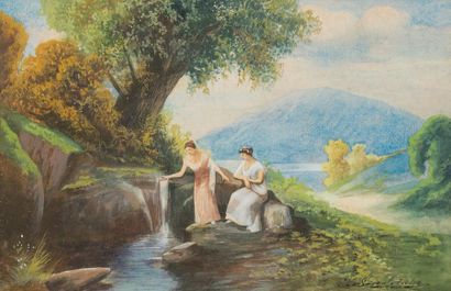 null Jules PASCAL (XX)
Femmes à l'antique près d'une rivière
Gouache et crayon sur...