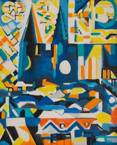 null Jacques LAGRANGE (1917-1995)
La cathédrale bleue
Huile sur toile, signée en...