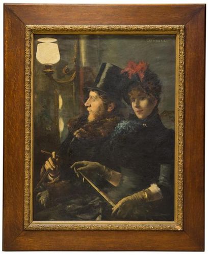 null Eugène Etienne François LECOINDRE (XIX)
Couple d'élégants
Huile sur toile, signée...