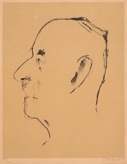 null Giuseppe MARINO (1916-1975)
Portrait de Thomas Mann
Lithographie signée et numérotée...