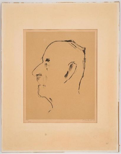 null Giuseppe MARINO (1916-1975)
Portrait de Thomas Mann
Lithographie signée et numérotée...