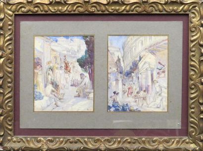 null André Pierre LUPIAC (1873-1956)
Scènes antiques
Deux aquarelles sur papier,...
