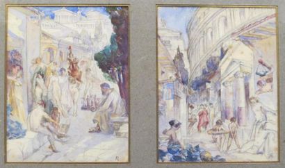 null André Pierre LUPIAC (1873-1956)
Scènes antiques
Deux aquarelles sur papier,...