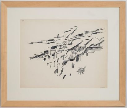 null Jacques GERMAIN (1915-2001)
Composition abstraite en noir
Encre signée en bas...