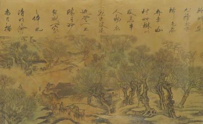 null Encre
Paysage animé et calligraphie.
Chine.
28 x 46 cm
