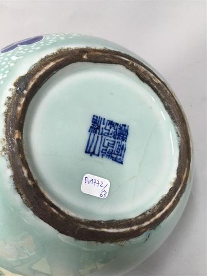 null Vase bouteille en porcelaine celadon bleu 
Chine fin XIXe
H : 41 cm 
(fels)