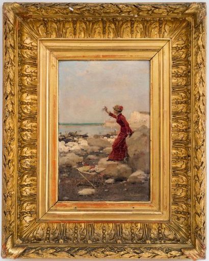 null Jules Frédéric BALLAVOINE (c.1855-1901)
Jeune femme en bord de plage
Huile sur...