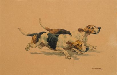 null Charles Fernand DE CONDAMY (c.1855-1913)
Deux chiens de chasse
Aquarelle sur...