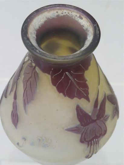 null GALLE
Vase à col ourlé en verre multicouche dégagé à l'acide à décor de fleurs...