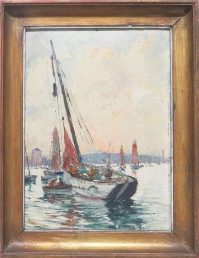 null Edouard RICHARD (1883-1955)
Port de Bretagne à Camaret
Huile sur carton signé...