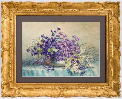null Lucie LOUPPE (1872-?)
Bouquet de violettes
Aquarelle signée en bas à gauche
36...