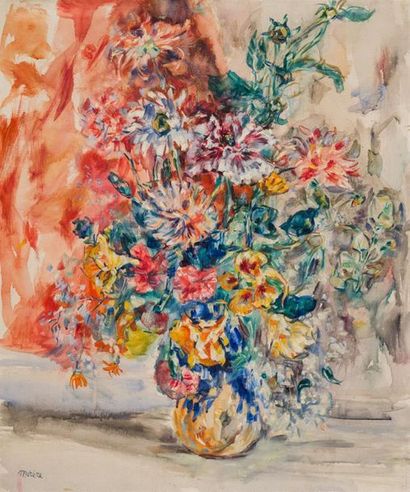 René MORERE (1907-1942) Bouquet de fleurs...
