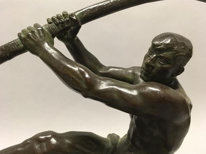 null Affortunato GORI (1895 - 1925) 
Jeune archer
Sculpture en bronze à patine verte...