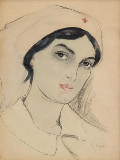 null Georges ARTEMOFF (1892-1965)
Portrait de Mariette Richard, Hôpital de la Croix...