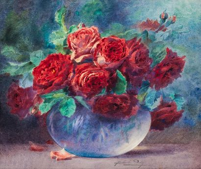 null Blanche ODIN (1865-1957)
Bouquet de roses
Aquarelle sur papier, signé en bas
45...