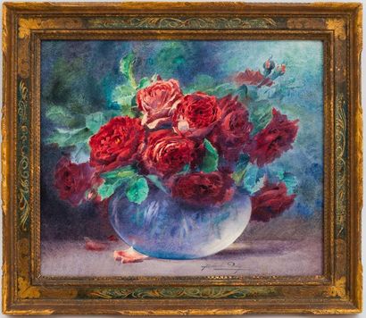 null Blanche ODIN (1865-1957)
Bouquet de roses
Aquarelle sur papier, signé en bas
45...