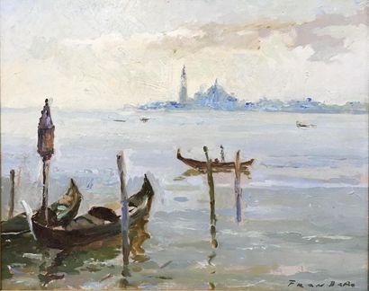 null FRAN BARO (1926-2000)
Venise 
Huile sur isorel signé en bas à droite
22 x 27...