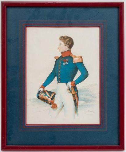 null Antoine MAURIN (1793-1860) (attribué à)
Portrait de militaire
Dessin au crayon...