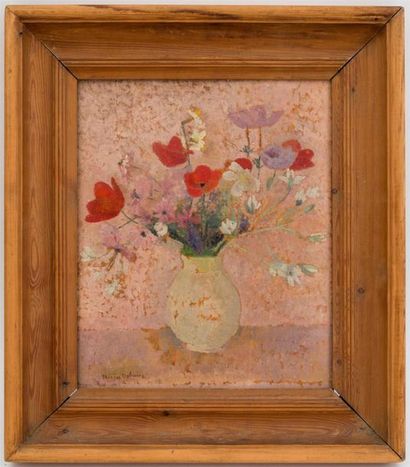null Thérèse DÉBAINS (1907-1975)
Bouquet japonisant
Huile sur panneau signé en bas...
