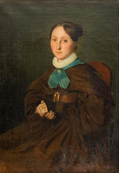ECOLE FRANCAISE, 1835
Portrait de dame aux...