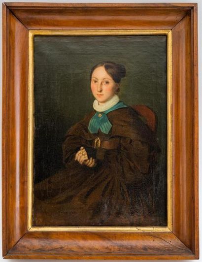 null ECOLE FRANCAISE, 1835
Portrait de dame aux mains croisées
Huile sur toile
40...