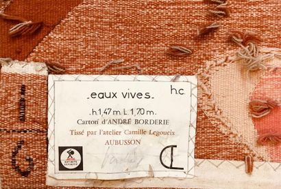 null André BORDERIE (1923 - 1998)
"Eaux vives "
Tapisserie tissée par l'Atelier Camille...