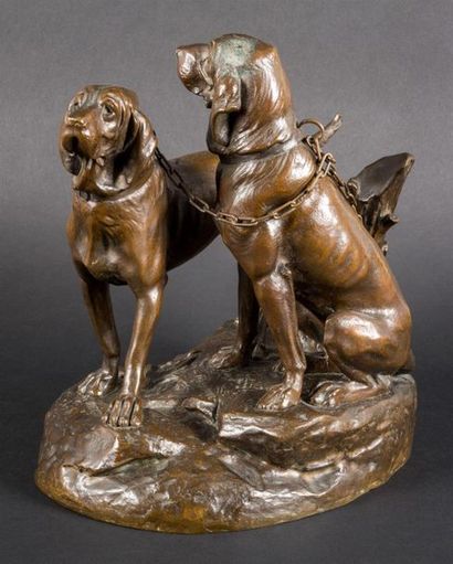 null Léon BUREAU (1866-1906)
Antigone et Marmionne
Bronze à patine brune signé sur...